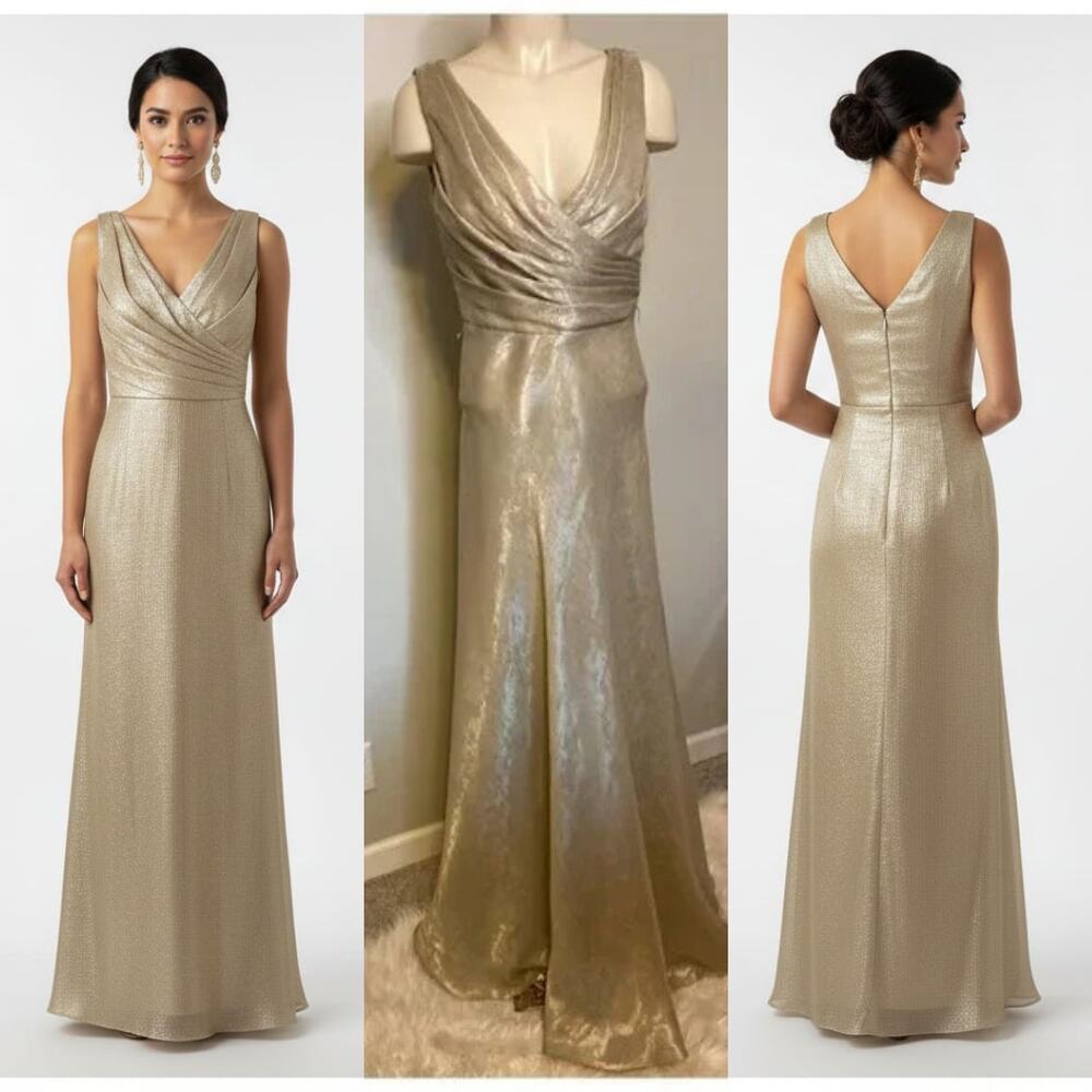Roland Nivelais Bergdorf Goodman Gold Long Dress.